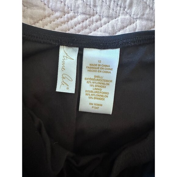 Anne Cole black one piece bathing suit with criss cross strap back sz 12 - Picture 2 of 5